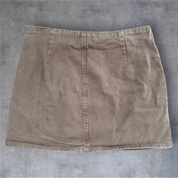 Chloe & Katie Asymmetrical Brown Button Down  A-Line Mini Skirt Size Small - Picture 2 of 5